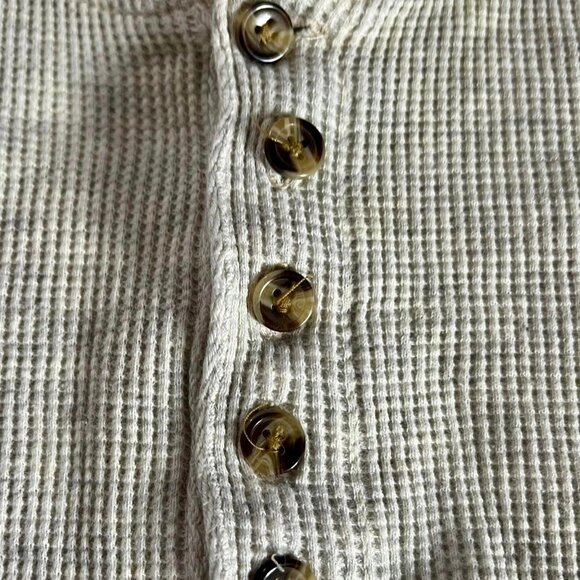 Men’s XL Big King Size Ivory Long Sleeve 1/4 Button Down Thermal Pullover - Picture 3 of 6